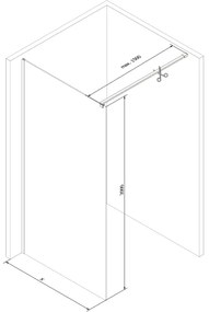 Mexen Kioto, zuhany paraván 80 x 200 cm, 8 mm-es üveg bordás mintával, króm profil, 800-080-101-01-09