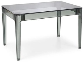 Asztal Houston 1403Szürke, 74x80x120cm, Üveg, Műanyag