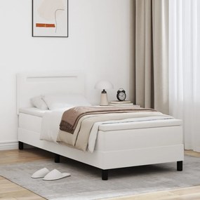 Boxspring Ágy Matraccal - Fehér 100x200 cm Műbőrből.