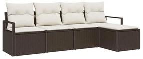 vidaXL Kanapé Szett 5 pcs Barna polirattan