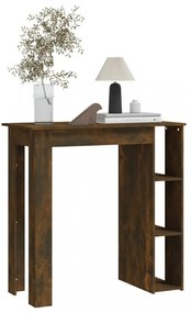füstös tölgy színű szerelt fa bárasztal polccal 102x50x103,5 cm