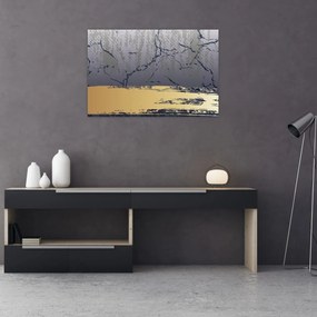 Kép - Kék és arany absztrakció N⁰1 (90x60 cm)