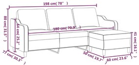 3 személyes világossárga szövet kanapé lábtartóval 180 cm