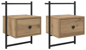 vidaXL Éjjeliszekrény 2 pcs Artisan tölgy 35 x 30 x 51 cm Faanyag