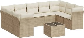 vidaXL 10 részes bézs polyrattan kerti ülőgarnitúra párnával