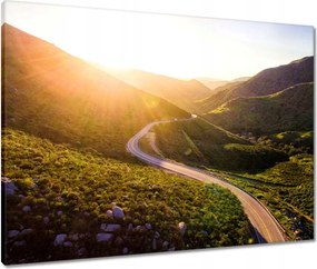 Vászonkép 80x60 Út Erdő Hegyek