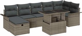 vidaXL Kerti Kanapé Szett párnával tárolóval 8 pcs Szürke Poli rattan