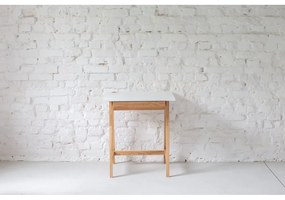 Luka fehér íróasztal kőrisfa lábakkal, hossz 65 cm - Ragaba