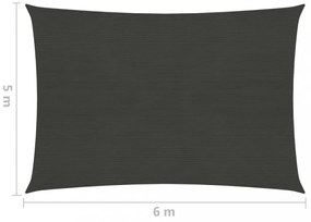 antracitszürke HDPE napvitorla 160 g/m² 5 x 6 m