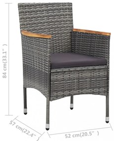 vidaXL 11 részes szürke polyrattan kerti étkezőgarnitúra