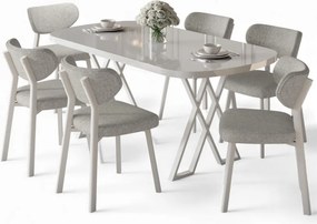 Axton étkezőgarnitúra, fehér-szürke, 168 cm – TR240CHR2713