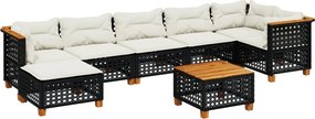 vidaXL 8 részes fekete polyrattan kerti ülőgarnitúra párnákkal