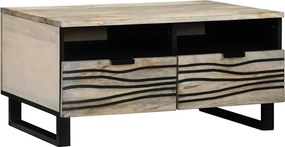 vidaXL Dohányzóasztal Beige és fekete 80 x 54 x 40 cm Tömör akácfa