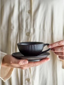 Fekete kerámia csésze cappucinóhoz 200 ml Neri – Bloomingville