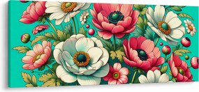 Kép - Virágok kék háttéren (120x50 cm)