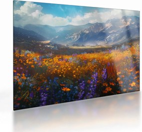 Üveg kép - Festett hegyi táj II. (70x50 cm)