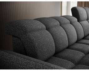 Sötétszürke bársony kinyitható-tárolóhelyes sarokkanapé (jobb oldali-heverő résszel) Beneth – ELTAP