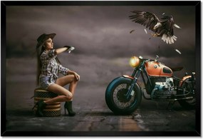 Poszterek keretben 60x40 Motorkerékpár és lány