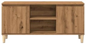 kézműves tölgy színű szerelt fa TV-szekrény 102x35x50 cm