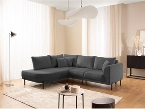 Sötétszürke zsenília sarokkanapé (bal oldali-L alakú) Mauris – Ropez
