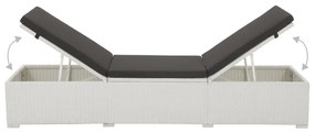 Fehér polyrattan napozóágy fekete párnával