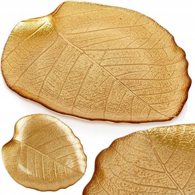 Tányér Arany dekoratív snack tálca dekoráció Levél 27,5x24 cm