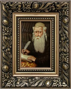 Vászonkép 25x20 Pénzszámláló Zsidó Arany Díszített Keret