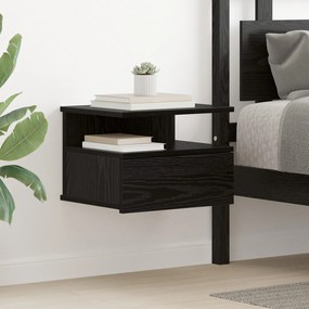 Falra Szerelhető Éjjeli Asztal Fekete Tölgy 40x31x27 cm MDF