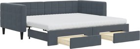vidaXL sötétszürke kihúzható bársony heverő fiókkal 90 x 190 cm