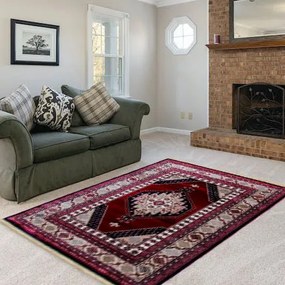Gépi perzsa szőnyeg bordó Turkmen 160x230 klasszikus nappali szőnyeg