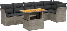vidaXL 7 részes szürke polyrattan kerti ülőgarnitúra párnákkal