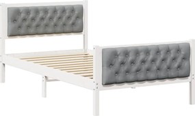 vidaXL Ágykeret fejtámlával Világosszürke 100 x 200 cm Tömör fenyőfa