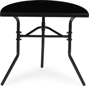 Kerti asztal, MultiGarden SC-090-1, fekete, 70 x 40 cm, magasság: 64 cm, félköríves, edzett üveglap, porszórt acél váz