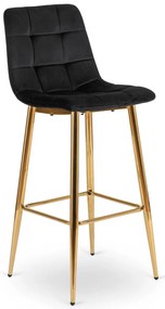 Fekete Bársony Bárszék Aranyszínű Lábbal. ARIEL