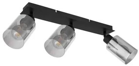 Globo 15465-3 Spotlámpa fém fekete matt, füstszínű üveg, HxSzxM:470x90x215mm, fényforrás nélkül szállítva 3x E27 15W 230V