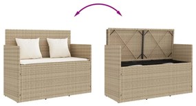 bézs polyrattan kerti pad párnákkal