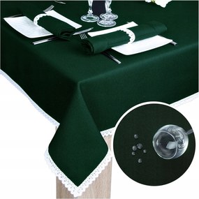 Abrosz Asztalra Csipkével Malaga 350x140 Abrosz Sötét Zöld Foltálló