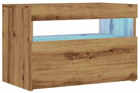 kézműves tölgy szerelt fa TV-szekrény LED-ekkel 60x35x40 cm