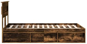 vidaXL Ágykeret matracmal Füstölt tölgy 135 x 190 cm Tömör fenyőfa