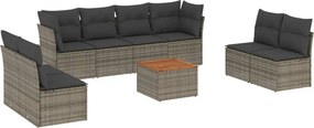 vidaXL 9 részes szürke polyrattan kerti ülőgarnitúra párnákkal