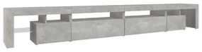 betonszürke TV-szekrény LED-lámpákkal 290x36,5x40 cm