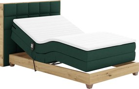 Elektromos állítható ágy, boxspring, zöld/artisan tölgy, 120x200, TIANA