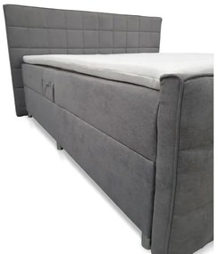 Elektromosan állítható kárpitozott HELEN ágy matracokkal és topperrel, 180×200 cm, szürke