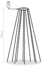 karácsonyfa-fényháló 300 színes LED-del 300 cm