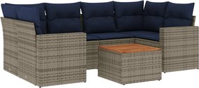 vidaXL 7 részes szürke polyrattan kerti ülőgarnitúra párnákkal