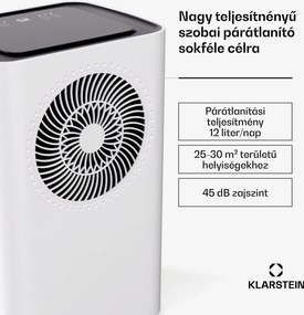 Klarstein CircleDry Smart 12 L párátlanító, 12 L/nap, 260 W, 25-30m², WiFi, időzítő, szűrő