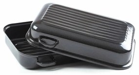 Belis Smaltált dupla sütőedény bordázattal ésoldalsó fogantyúkkal, 40 cm