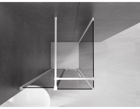 Mexen Velar, zuhanykabin tolóajtóval 90 x 90 cm, 8mm szürke üveg, fehér matt, 871-090-090-41-20
