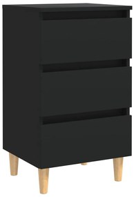 2 db fekete éjjeliszekrény tömör fa lábakkal 40 x 35 x 69 cm