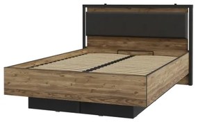 Franciaágy tárolóval OREN 140x200 cm barna/fekete